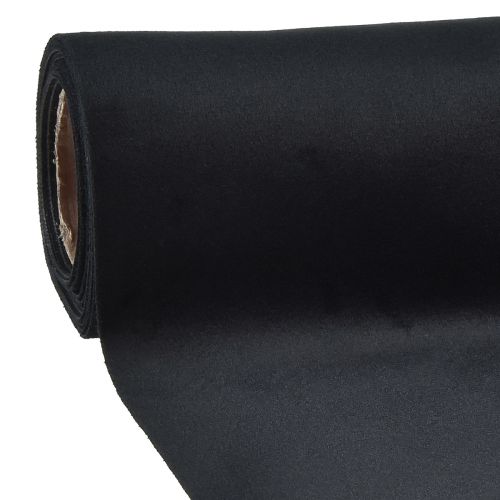 Floristik24 Bordslöpare i sammet svart, glänsande dekorativt tyg, 28×270cm - elegant bordslöpare för festliga tillfällen