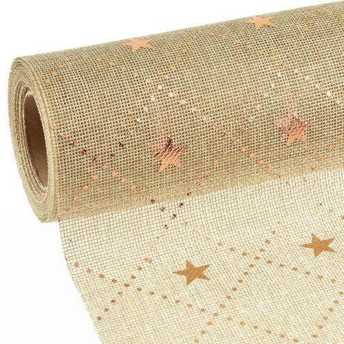 Artikel Julbordslöpare med glänsande stjärnor, guld, 48cm x 4,5m - Festlig dekoration