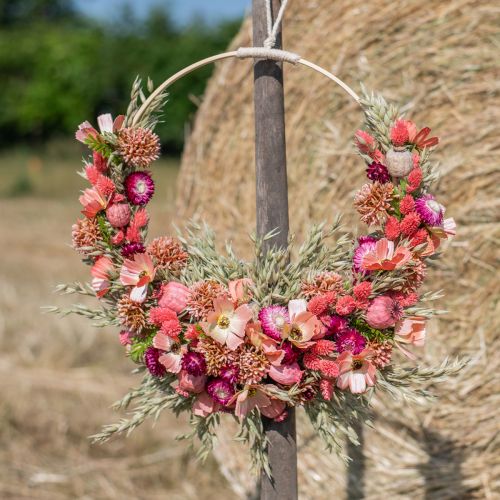 Artikel Torkad blombukett bukett ängsblommor rosa H50cm 140g