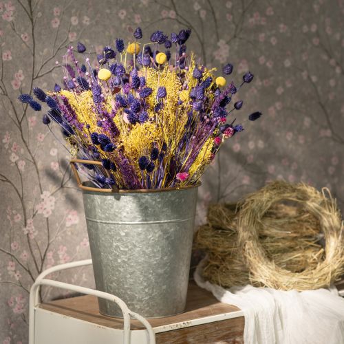 Floristik24 Planteringskärl med handtag, metallbehållare för plantering, växtkruka silver, brun Ø24cm H32,5cm