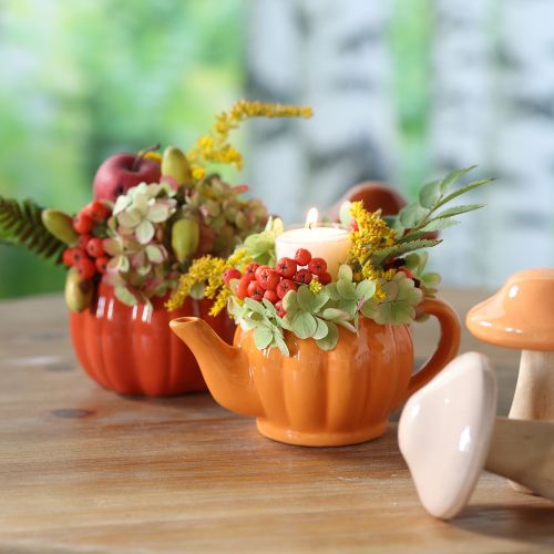 Floristik24 Kruka i keramik med pumpa, orange, Ø9,5 cm, H6,5 cm, 4 st