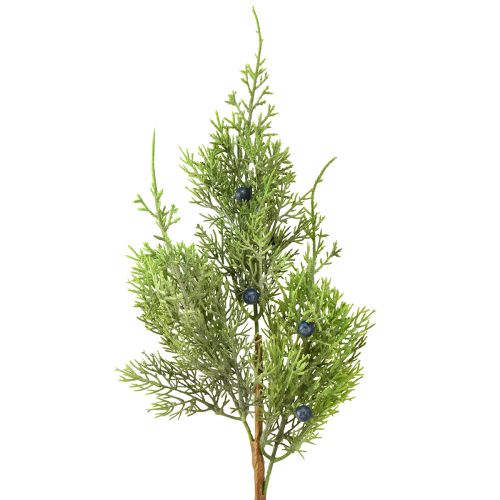 Artikel Enbär med bär konstgjorda grenar grön blå L42cm 4st