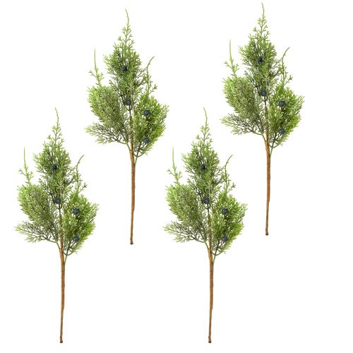 Artikel Enbär med bär konstgjorda grenar grön blå L42cm 4st