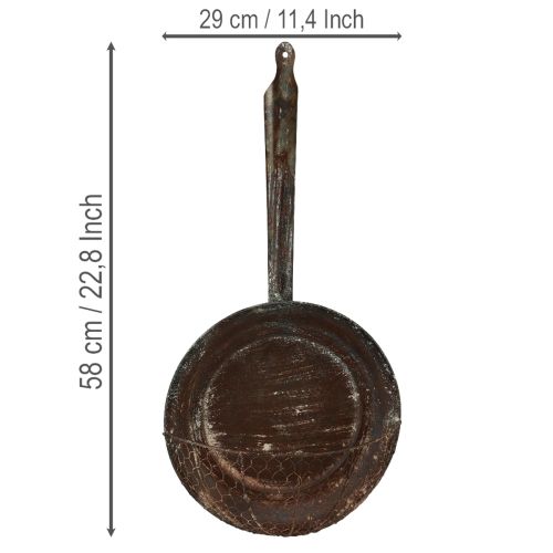 Artikel Väggdekoration i metall, dekorativ korg, rostfärgad dekorativ panna, brun, H58cm
