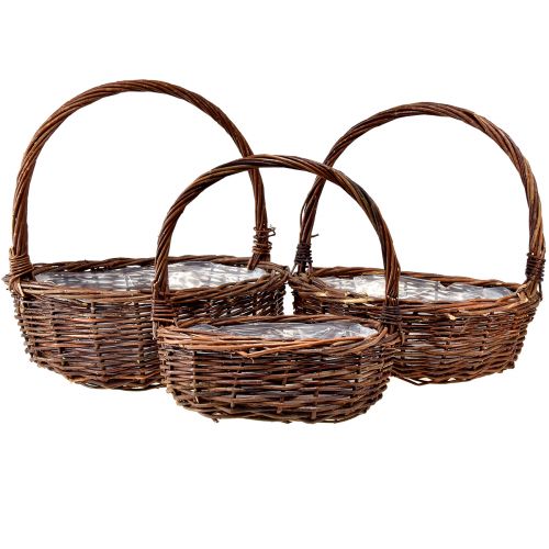Floristik24 Rustik flätad korgset med handtag - 3 storlekar (36cm, 31cm, 26cm) - Mångsidig förvaring och dekoration - Set med 3
