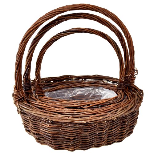 Artikel Rustik flätad korgset med handtag - 3 storlekar (36cm, 31cm, 26cm) - Mångsidig förvaring och dekoration - Set med 3