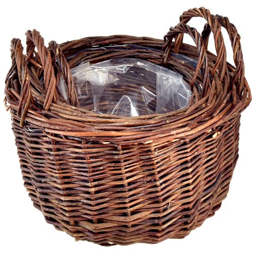 Artikel Mångsidig uppsättning av runda flätade korgar med handtag - 3 storlekar (30cm, 26cm, 20cm) - Perfekt för förvaring och heminredning - Set med 3