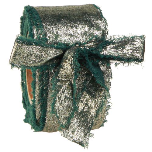 Artikel Julband Grönt guld Frayed Vintage W40mm L10m