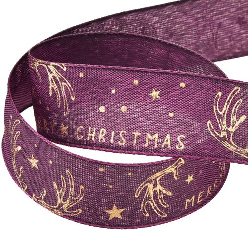 Artikel Julband lila guld stjärnhorn dekoration B25mm L15m