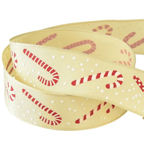 Artikel Julband med godisrör presentband beige 25mm 15m