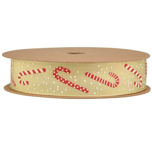 Artikel Julband med godisrör presentband beige 25mm 15m