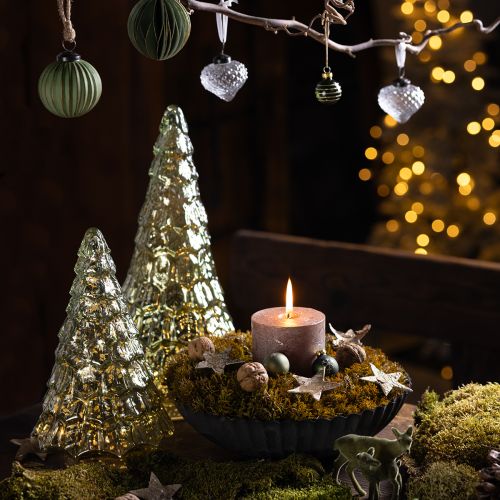 Artikel Julgran med LED-belysning vintage grön guld 38cm