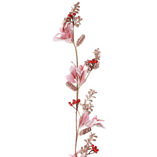 Artikel Julgirlang bärgren med kottar röd rosa 130cm