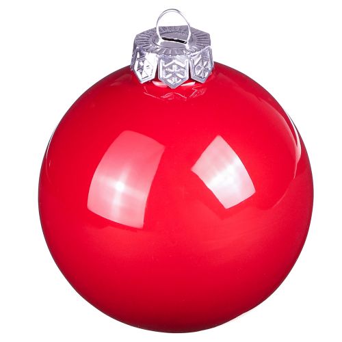Artikel Julkulor röda blanka glasgranskulor Ø7,5cm 12 st