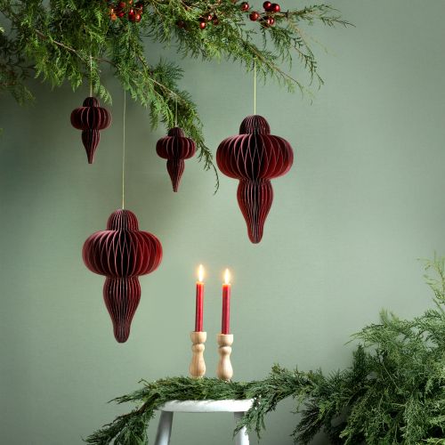 Floristik24 Juldekoration pappersgranula Bordeaux H40cm 2 st