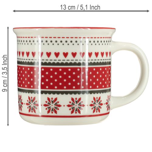 Artikel Julmugg kopp keramikmugg röd och vit Ø10cm H9cm