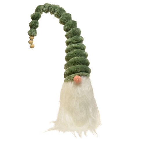 Floristik24 Festlig tomte med spiralgrön hatt och vitt skägg 65cm - Skandinavisk julmagi för ditt hem - 2 st