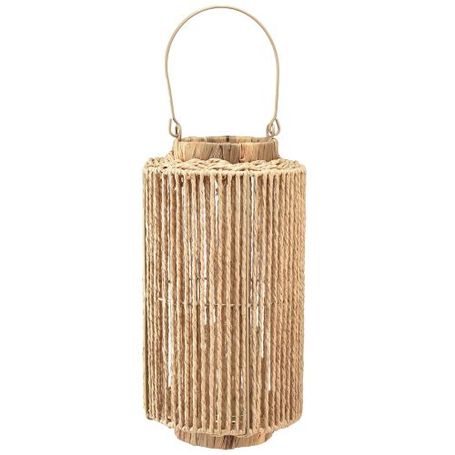Artikel Raffia lykta med handtag naturfiber för LED ljus Ø19cm H36cm