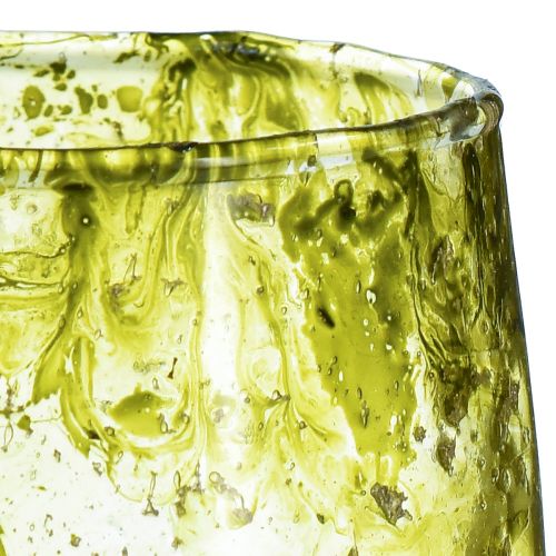 Artikel Lykta glas dekoration vintage gul grön Ø9cm H9,5cm