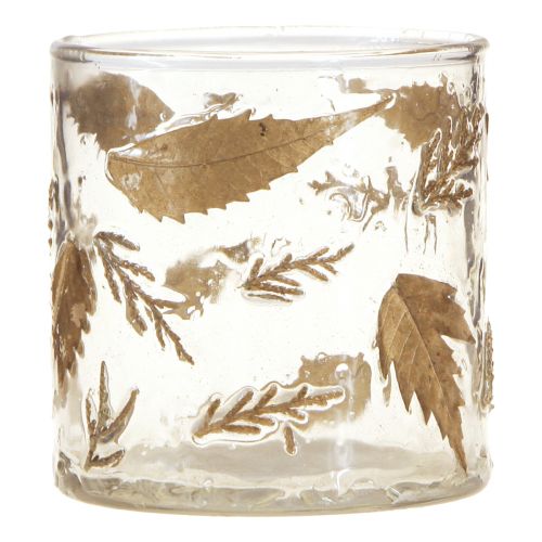 Floristik24 Lyktglas med gyllene blad Ø7,5cm H8,5cm 2st