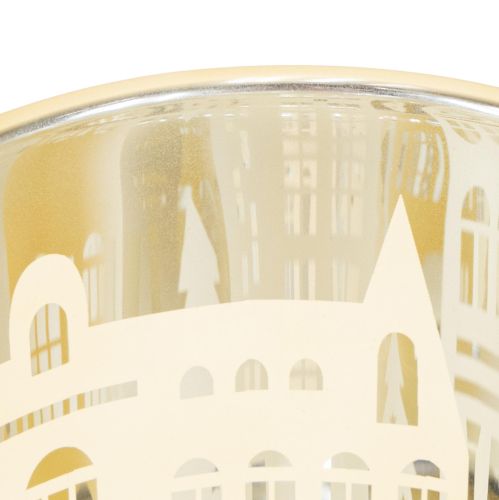 Artikel Lykta glas silver guld stadssilhuett H12,5 cm 4 st
