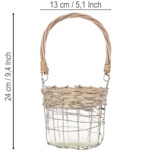 Hängande lyktdekoration, metall, glas, pil, Ø13cm H12cm, 2 stycken | Floristik24.se
