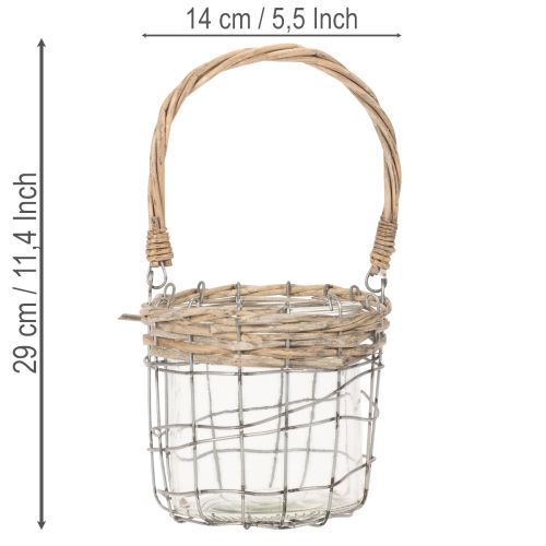 Hängande lykta, glas, metall, pil, Ø14,5 cm, 2 stycken | Floristik24.se