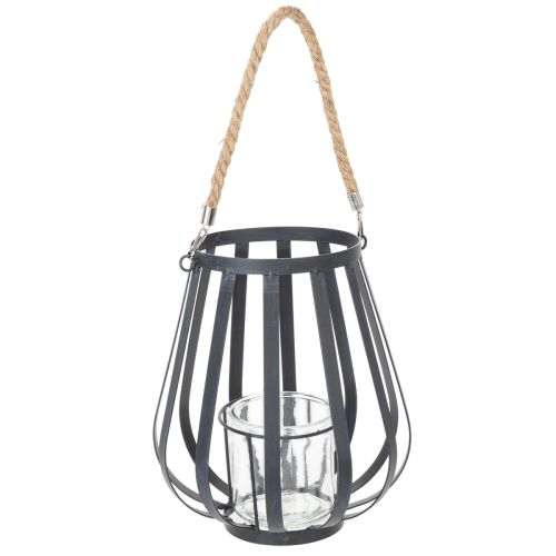 Floristik24 Metalllykta med glas, antracit, Ø23cm, H27cm