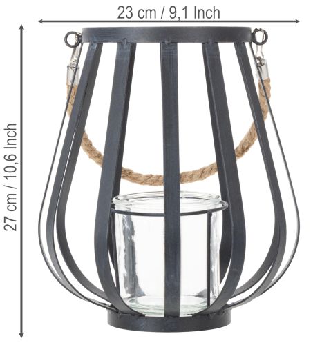 Artikel Metalllykta med glas, antracit, Ø23cm, H27cm