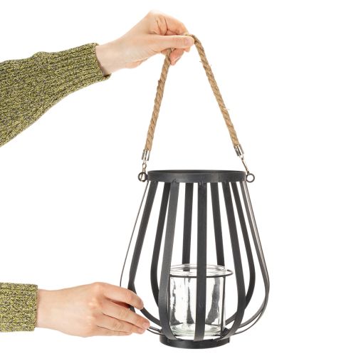 Artikel Metalllykta med glas, antracit, Ø23cm, H27cm
