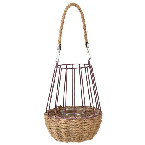 Artikel Lykta med handtag och glaslila natur Ø18cm H22cm