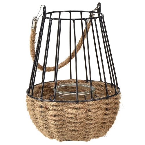 Floristik24 Lykta med handtag och glas svart natur Ø18cm H22cm