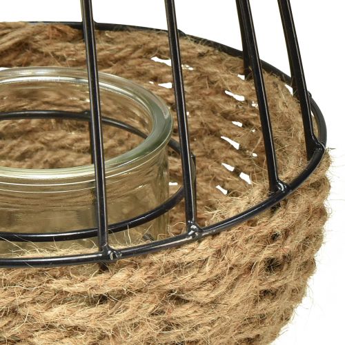 Artikel Lykta med handtag och glas svart natur Ø18cm H22cm