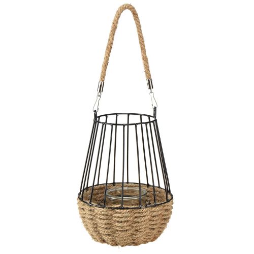 Artikel Lykta med handtag och glas svart natur Ø18cm H22cm
