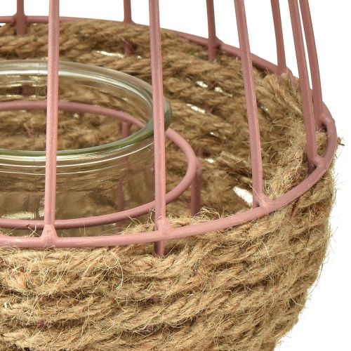 Artikel Lykta med handtag och ljusglas rosa natur Ø18cm H22cm