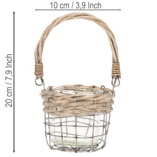 Värmeljushållare, glas, metall, pil, Ø10,5 cm, 3 stycken | Floristik24.se