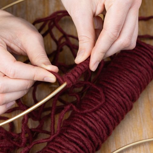 Artikel Veketråd, ullsnöre, Bordeaux, 55m snöre, blomsterdekorationer, hantverk, DIY