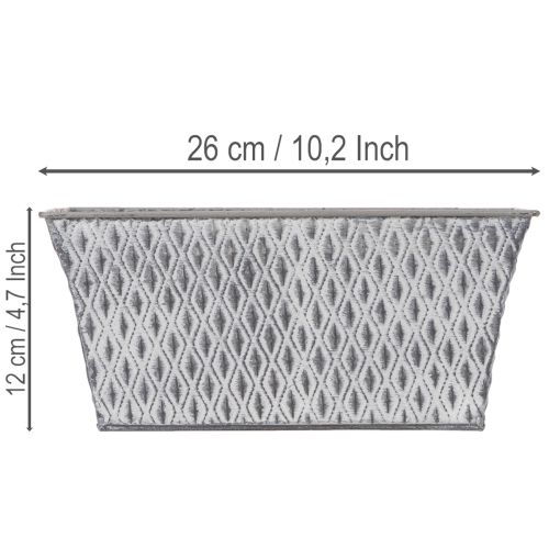 Zinkskål med diamantmönster, 26 cm x 15,5 cm | Floristik24.se