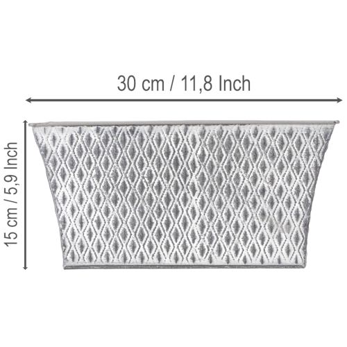 Zinkskål med diamantmönster 30 cm × 18 cm H15 cm | Floristik24.se