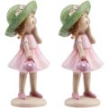 Floristik24 Dekorativa figurer tjej med hatt rosa grön 6,5x5,5x14,5cm 2st