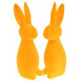 Floristik24 Påskharar orange flockade påskdekoration kaniner 8x10x29cm 2st