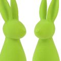 Floristik24 Kaniner flockades äppelgrön bordsdekoration påsk 8×10×29cm 2st