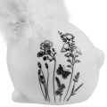 Floristik24 Keramik Kanin Vit Sittande Blommor Fjädrar 9×7×14cm 2st