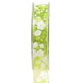 Floristik24 Vårband med blommor presentband grönt 20mm 20m