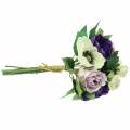 Floristik24 Bukett med anemoner och rosor violetta, kräm 30cm
