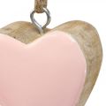 Floristik24 Hänge trähjärtan dekorativa hjärtan rosa Ø5-5,5cm 12st