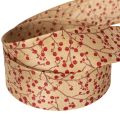 Dekorativa bandgrenar med röda glitterbär, 40 mm x 15 m | Floristik24.se