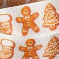 Presentband med pepparkaksfigurer. Festligt band för julklappar. 25mm x 18m. | Floristik24.se