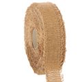 Floristik24 Dekorativt bomullsband, rustik stil, med fransar, 40 mm, 30 m