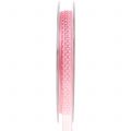 Floristik24 Dekorationsband med prickar rosa 7mm L20m